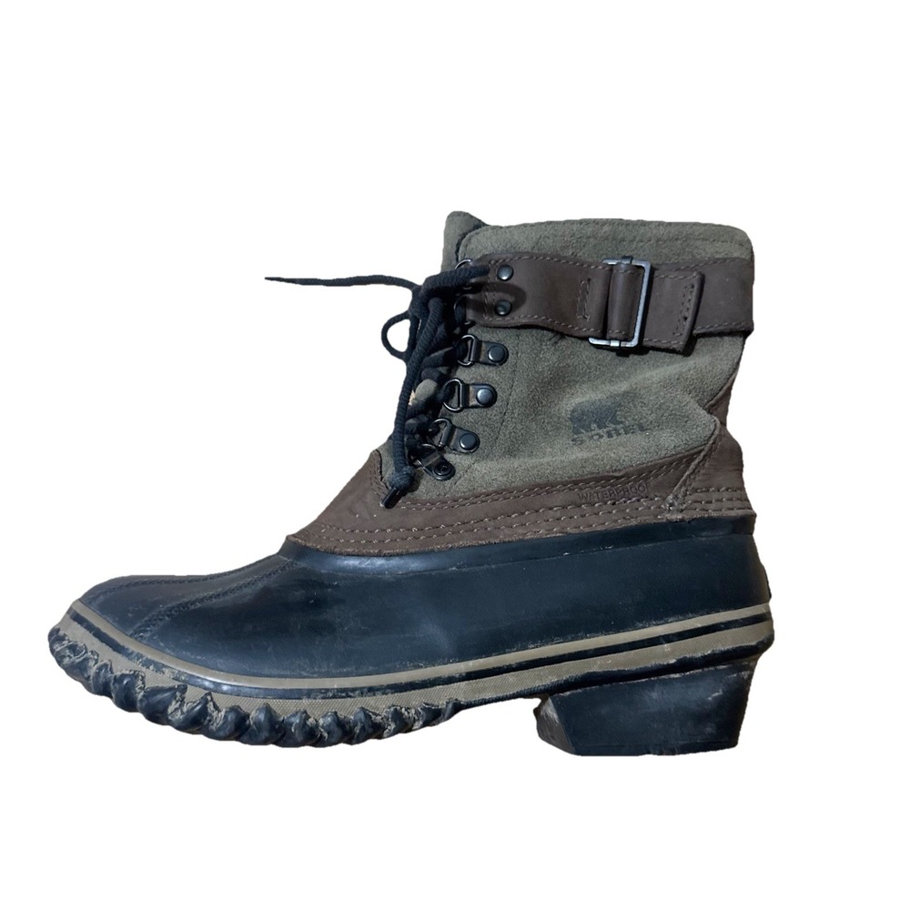 Sorel Fancy Lace II Winter Boots Women size 8.5 Green Suede